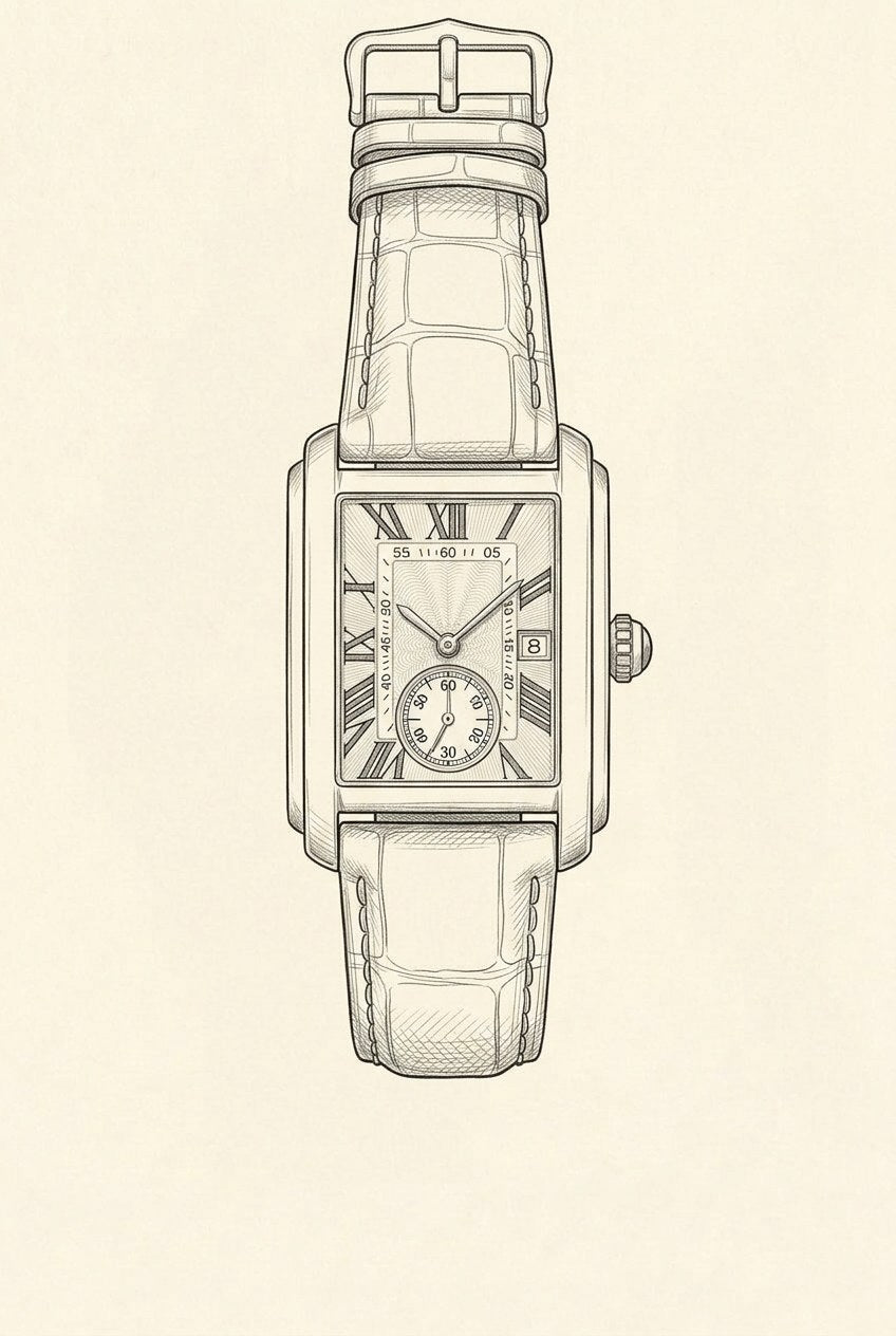 Dibujo técnico · The Amalfi Black/Silver Watch