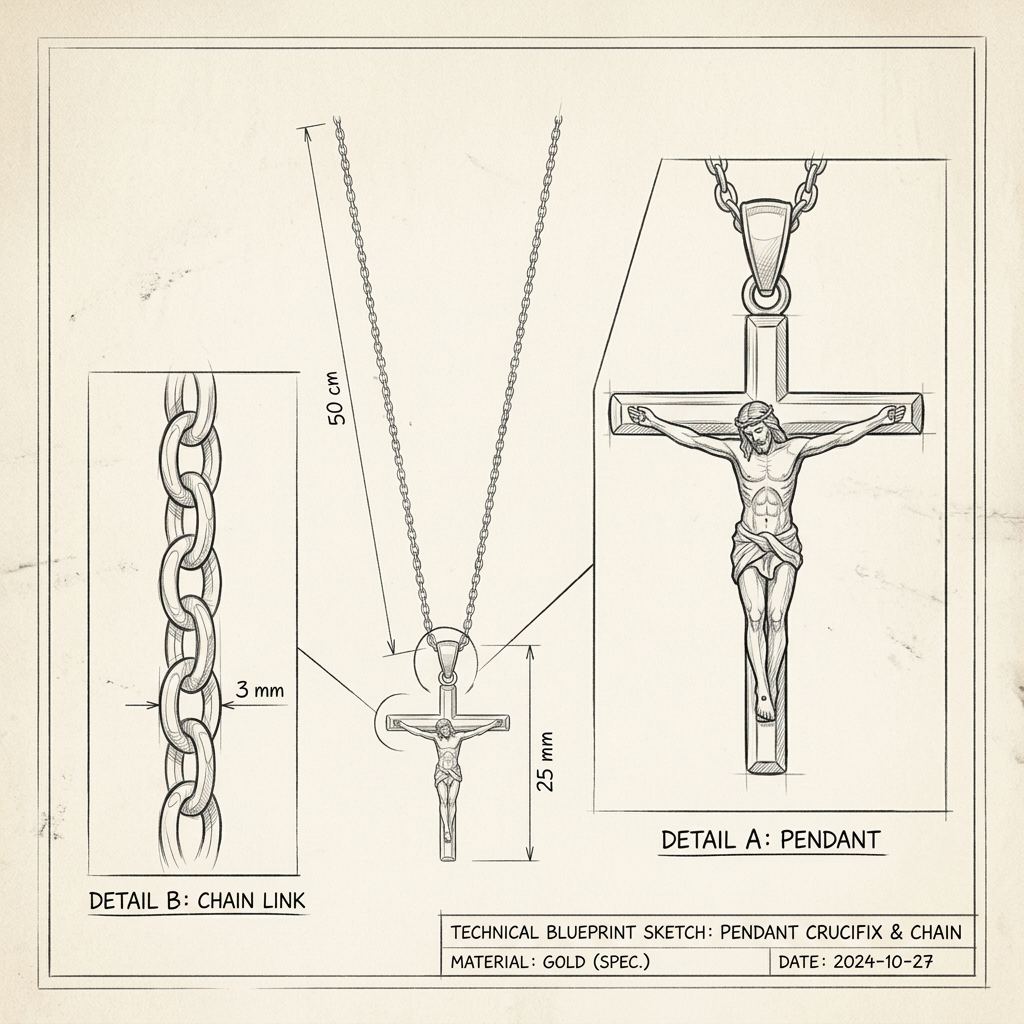 Dibujo técnico · The Crucifix Gold Chain