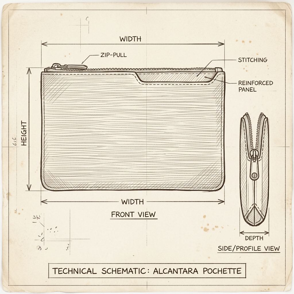 Dibujo técnico · The Forte Alcantara Dark Grey Pochette