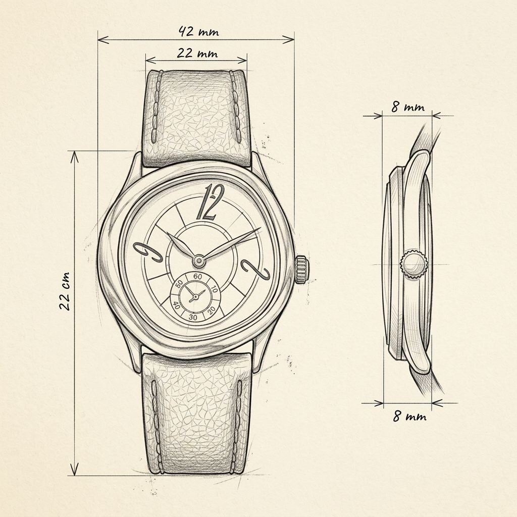 Dessin technique · The Heritage Black/Gold Watch
