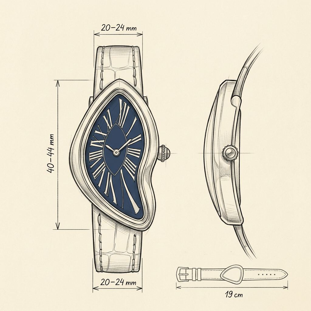 Dibujo técnico · The Mirage Black/Blue/Gold Watch