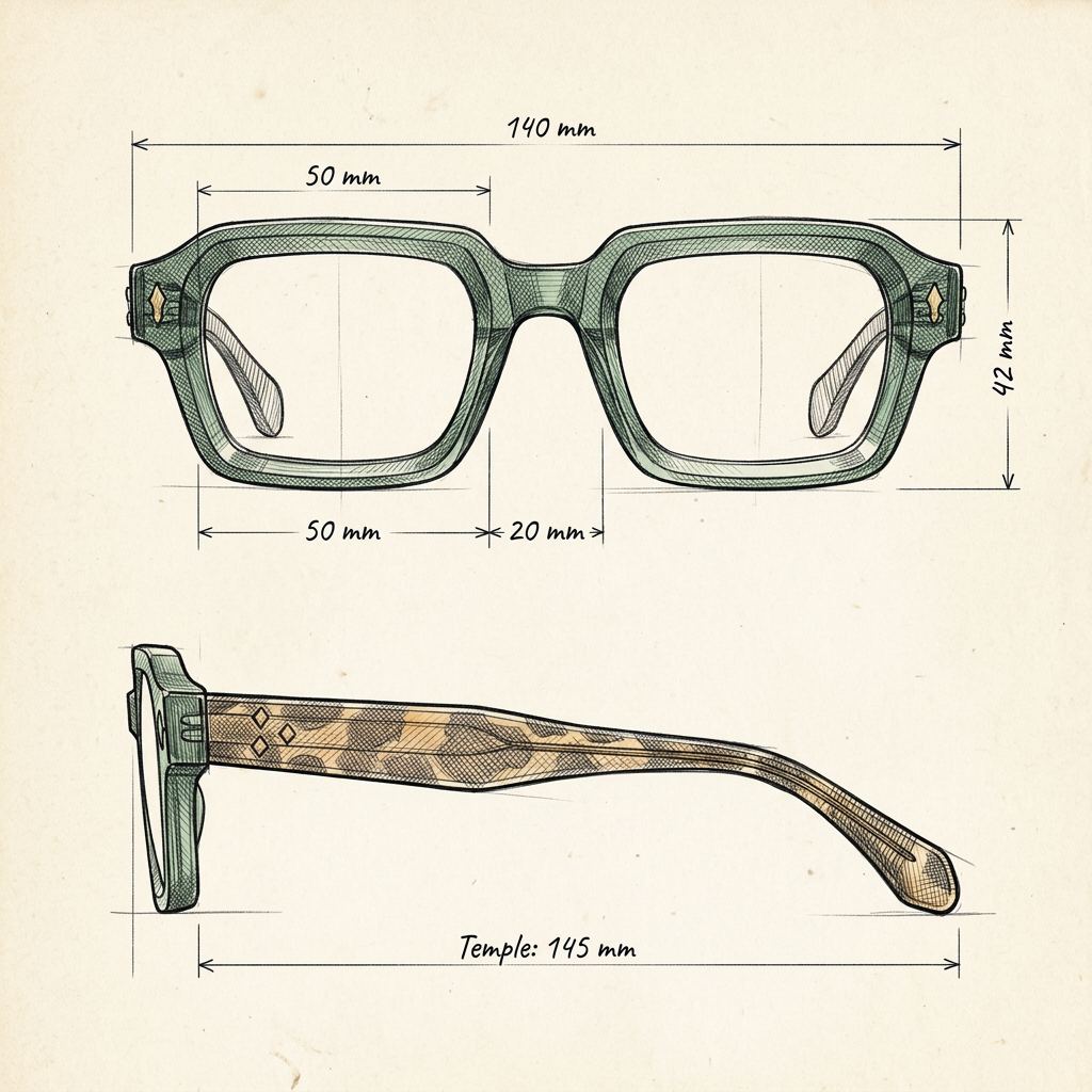 Dibujo técnico · The Monopoli Leopard Green Sunglasses
