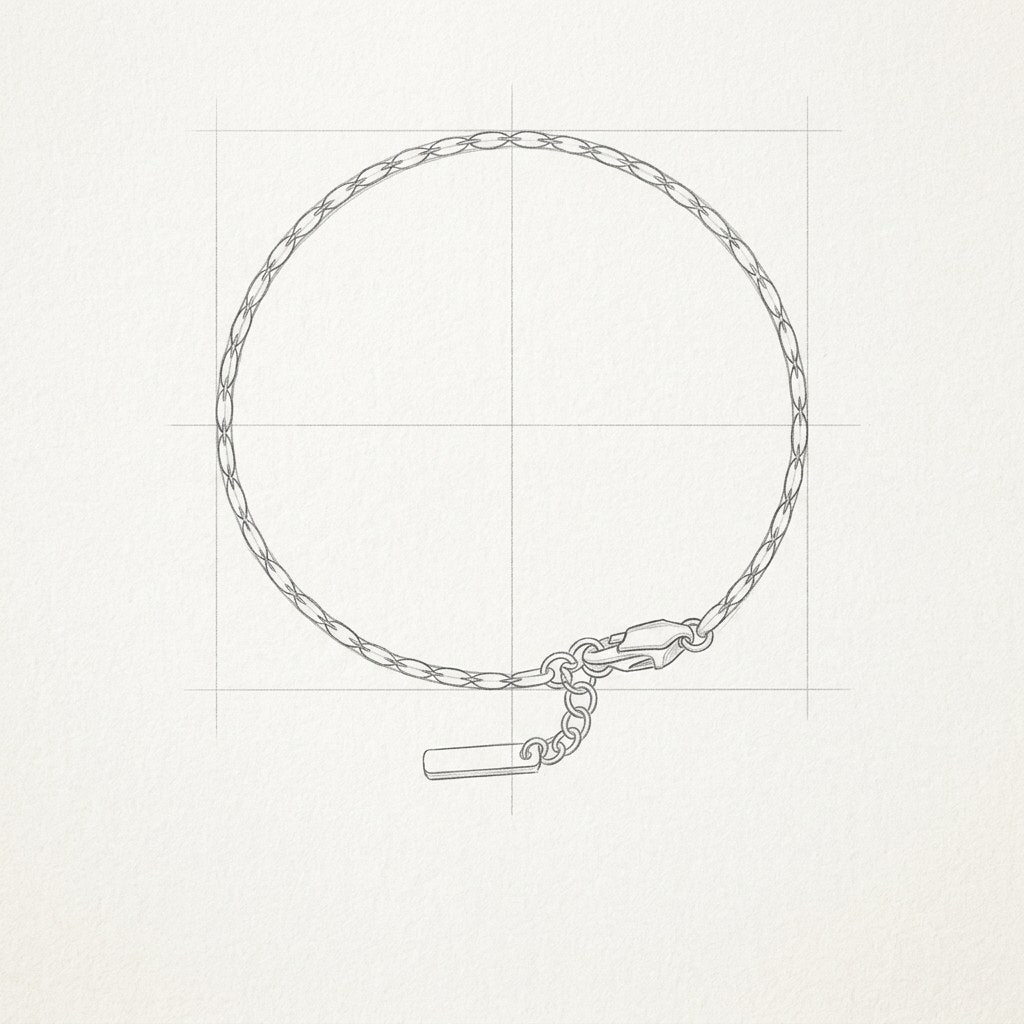 Technische Zeichnung · The Royal Wire Silver Bracelet