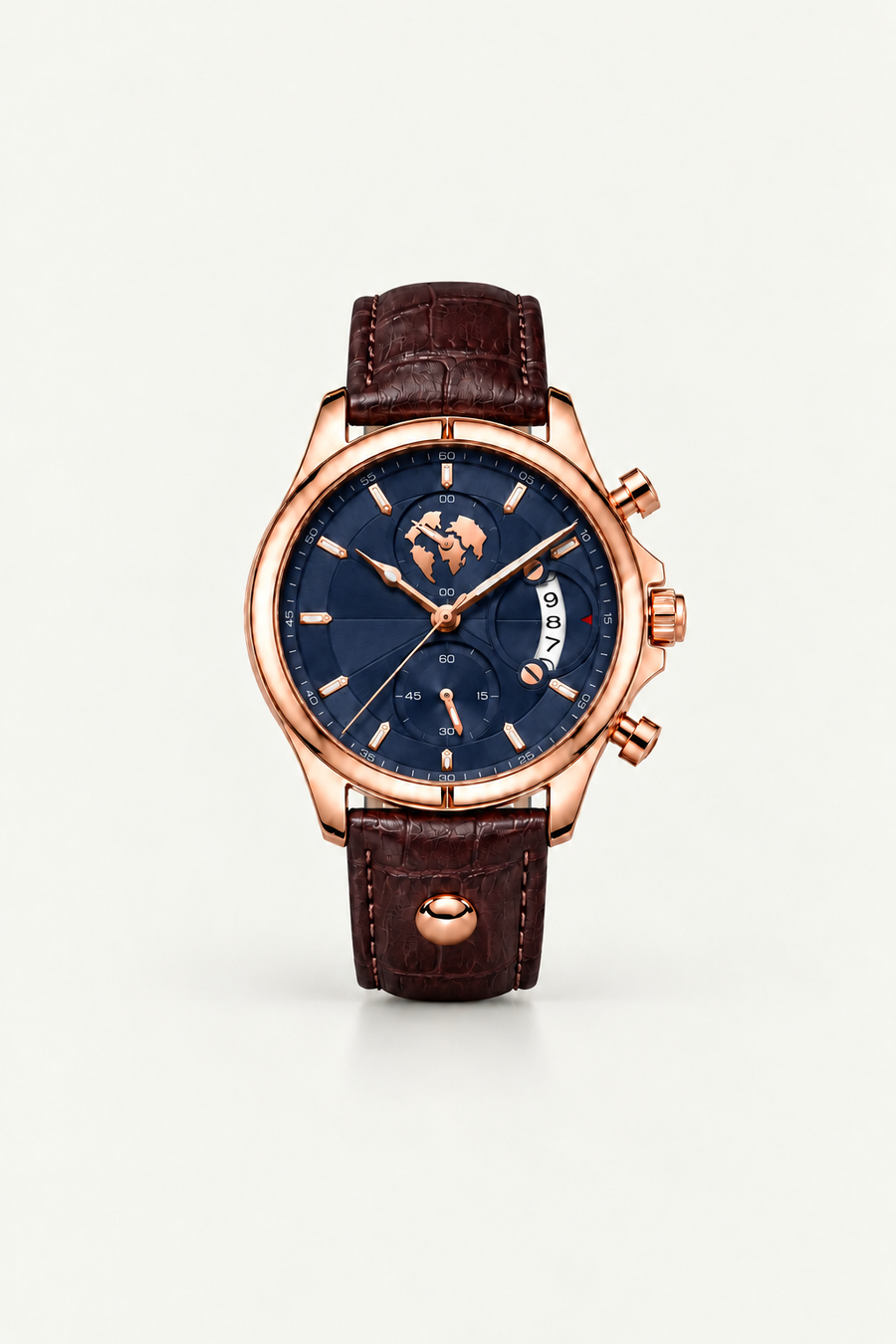 Die Portofino Explorer Uhr in Braun/Marineblau/Roségold