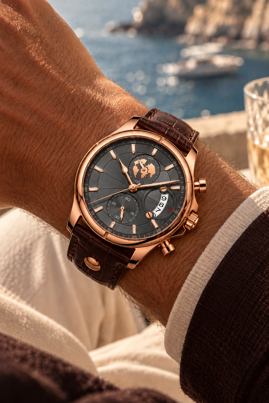 The Portofino Explorer Brown/Grey/RoseGold Watch