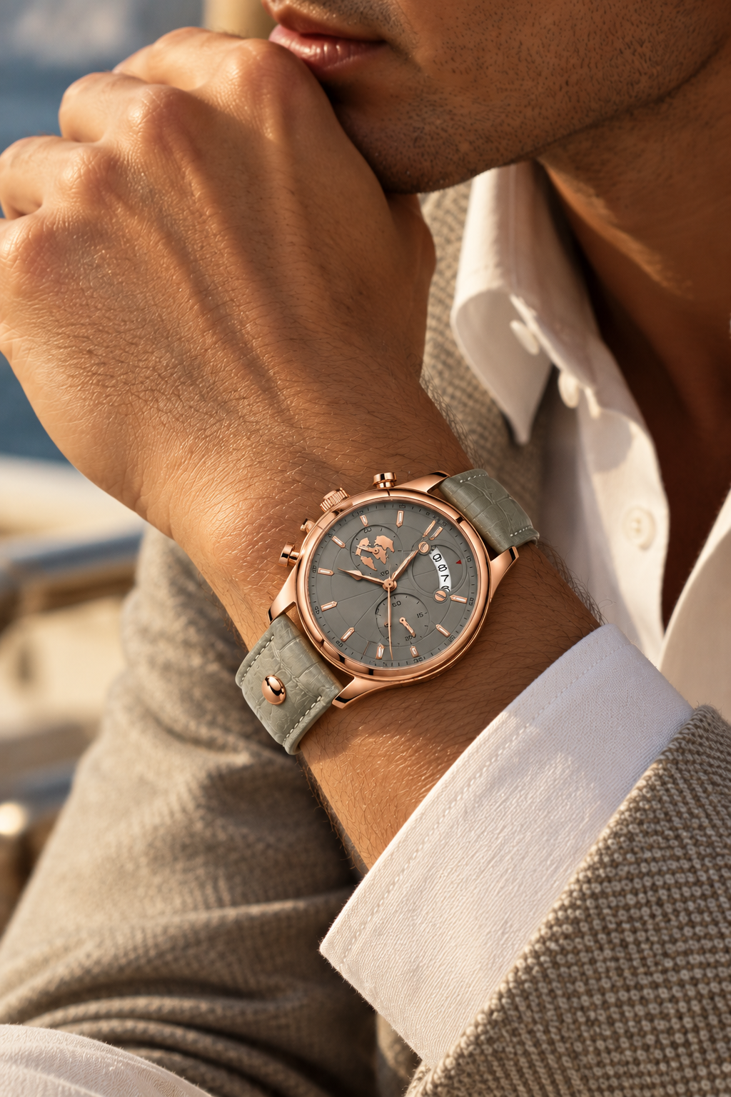 The Portofino Explorer Grey/Mint/RoseGold Watch
