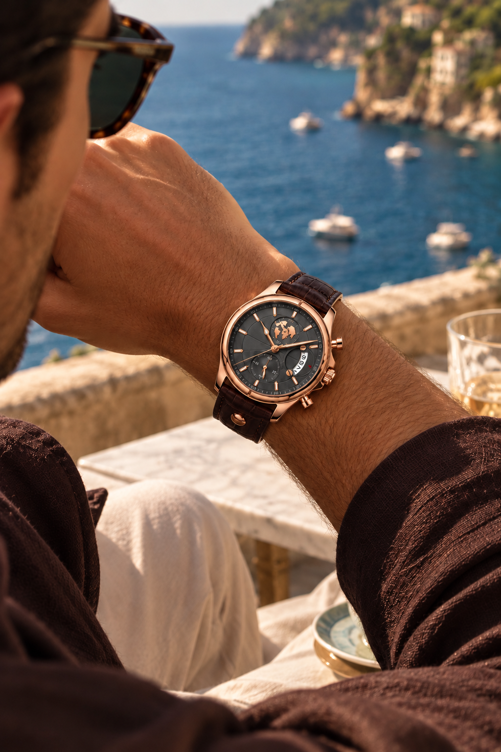 The Portofino Explorer Brown/Grey/RoseGold Watch