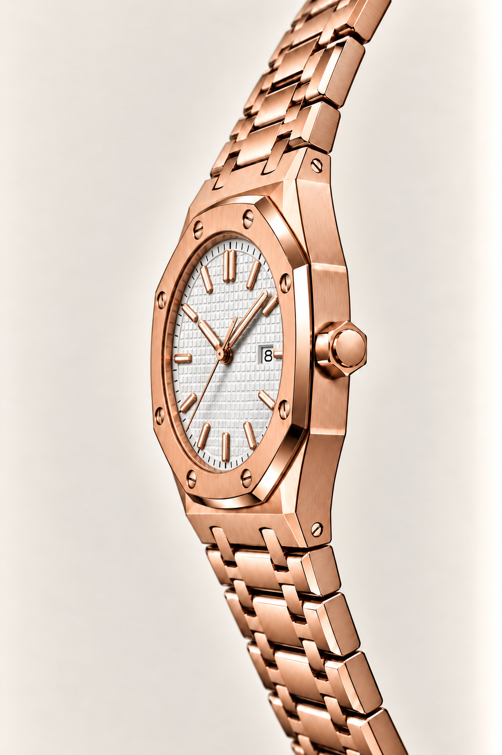 The Monaco Rose Gold/White Watch