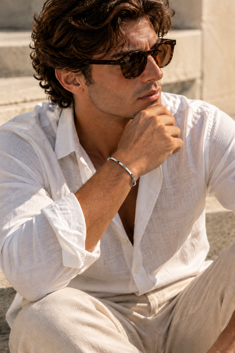 The Capri Slim Flat Silver Bracelet