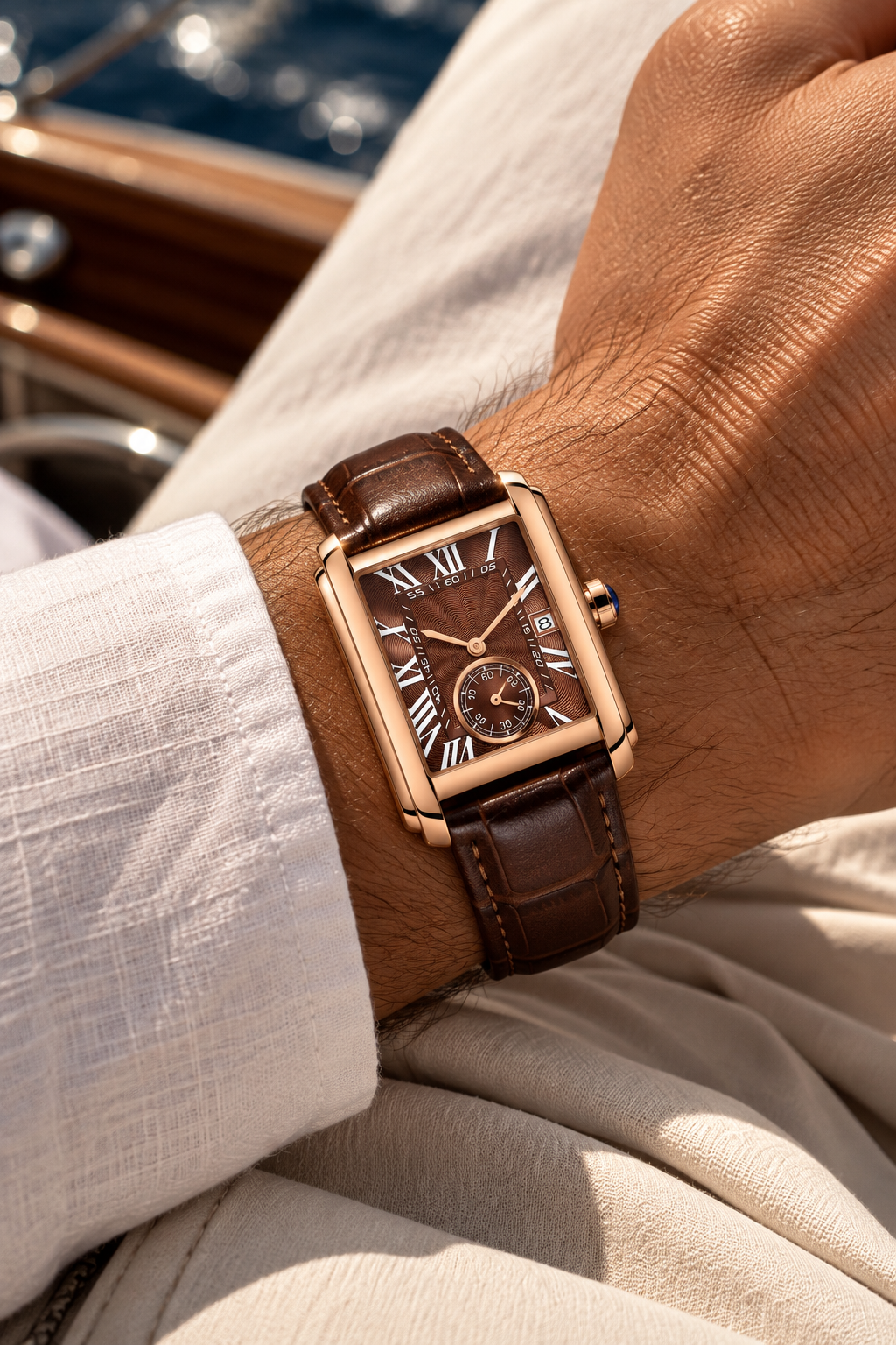 Die Amalfi Uhr in Braun/Roségold