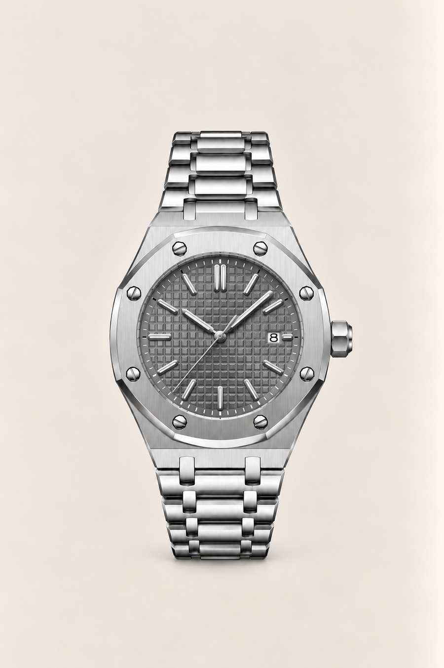 Die Monaco Uhr in Silber/Grau