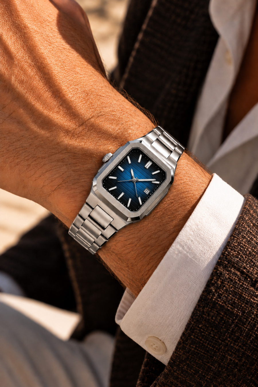 Die Capri Uhr Silber/Blau