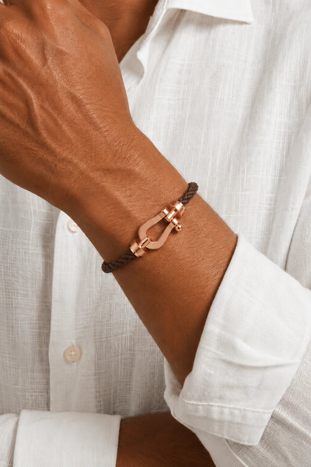 Le bracelet Riviera or rose marron foncé