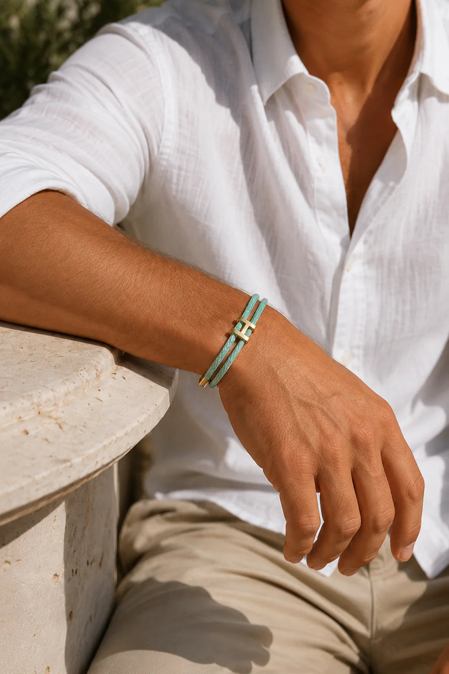 Le bracelet Monaco Menthe et Or