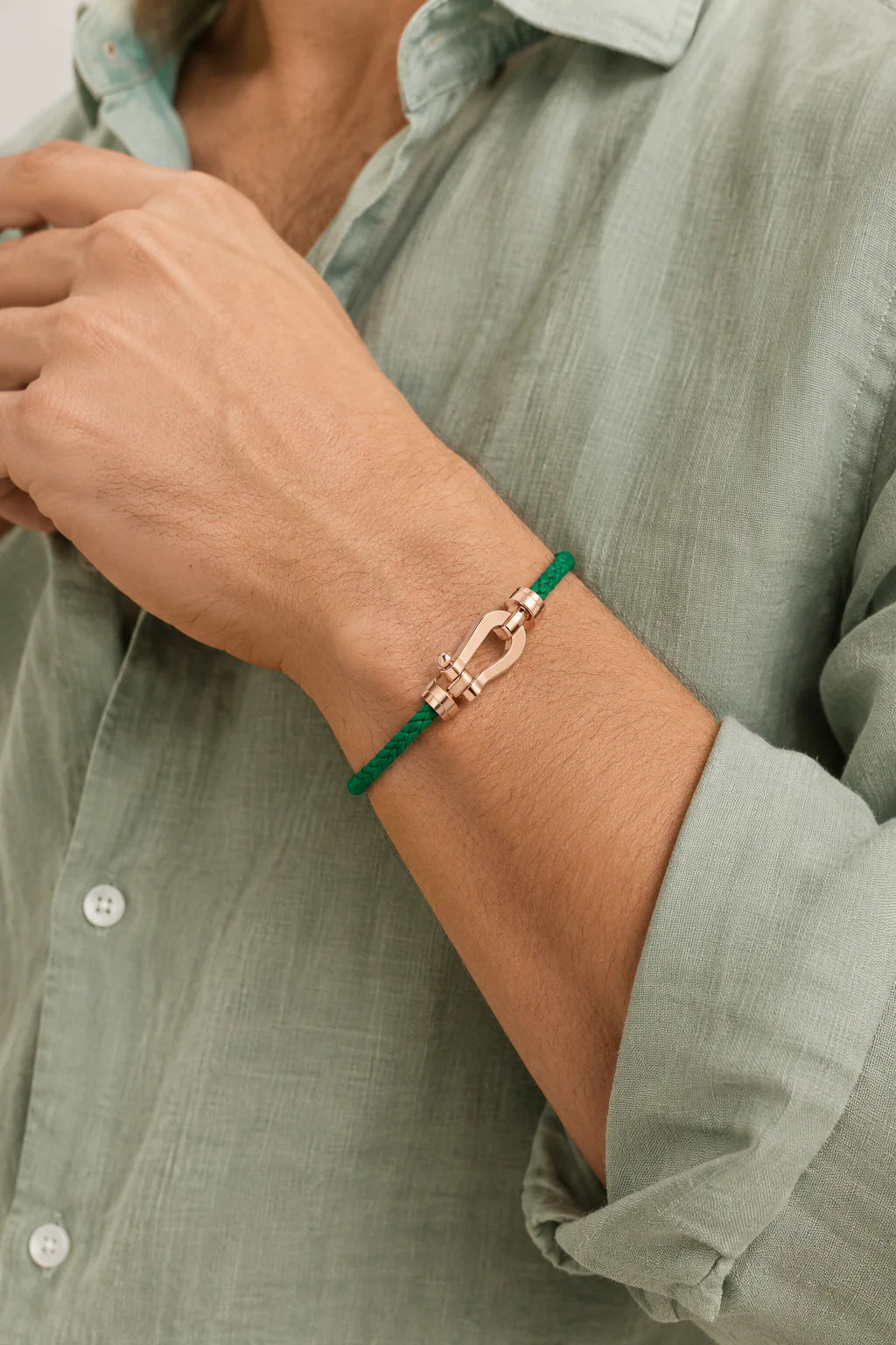 Le bracelet Riviera vert or rose