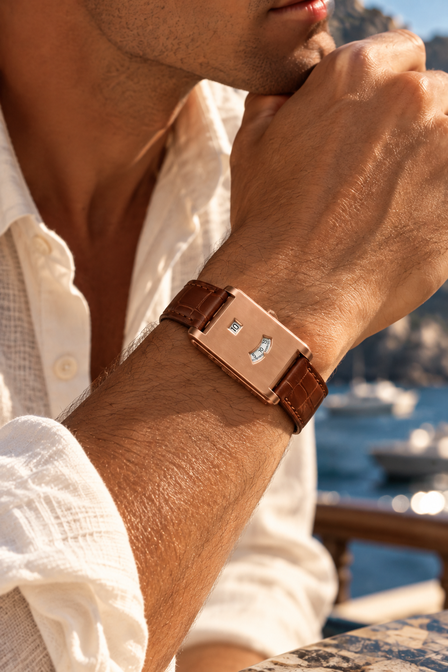 Le bracelet Riviera Light Blue Rose Gold
