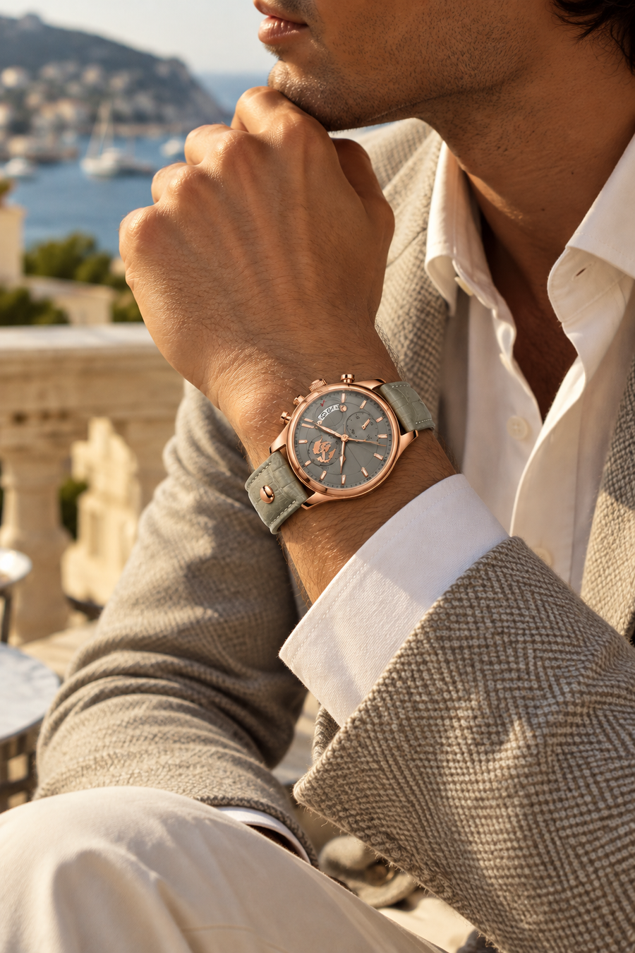 The Portofino Explorer Grey/Mint/RoseGold Watch