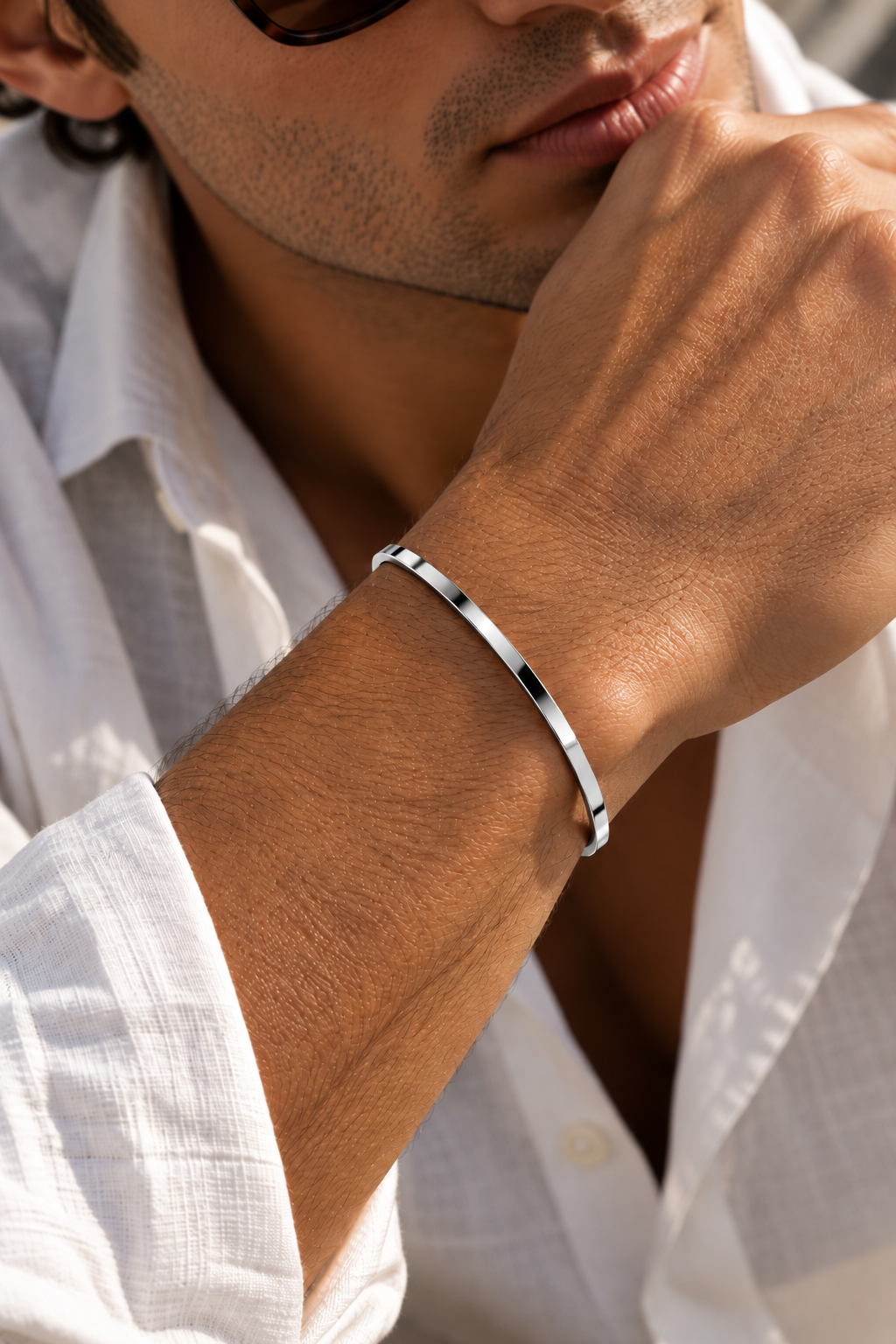 The Capri Slim Flat Silver Bracelet