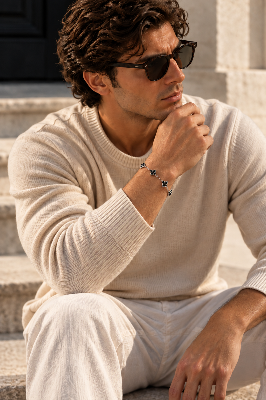 Le bracelet Monaco noir et or