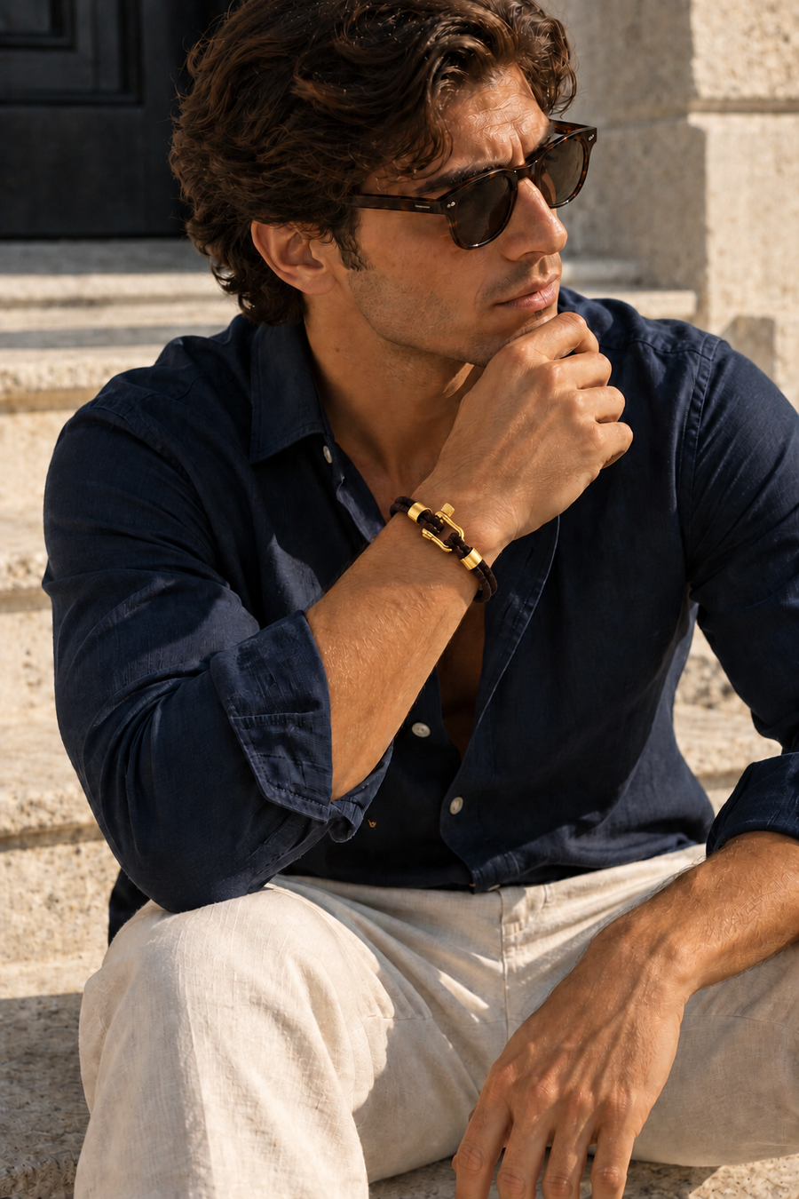 The Riviera Light Blue Rose Gold Bracelet