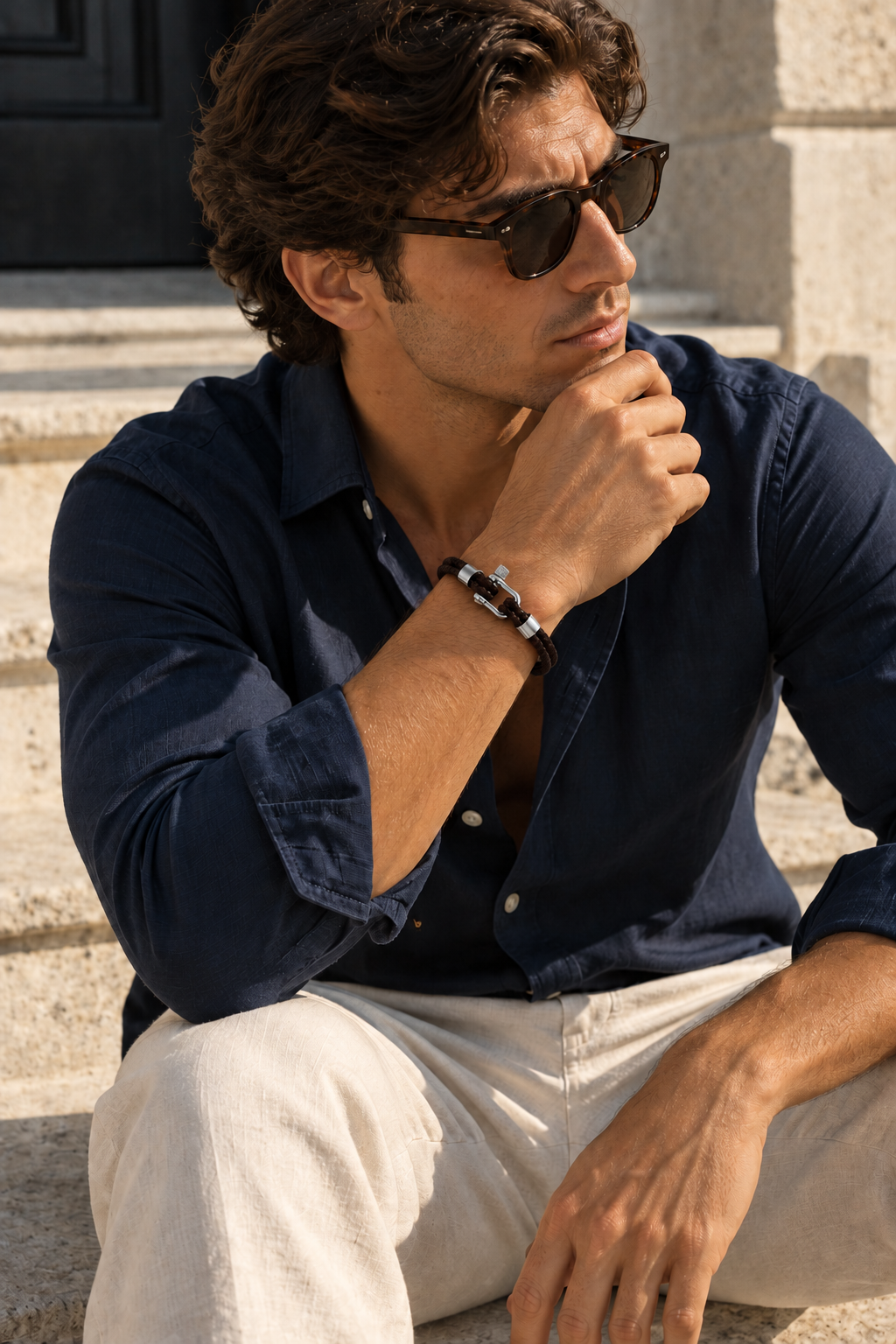 The Riviera Light Blue Rose Gold Bracelet