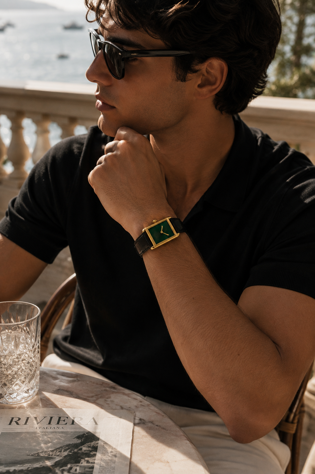 The Riviera Black/Gold/Green Watch
