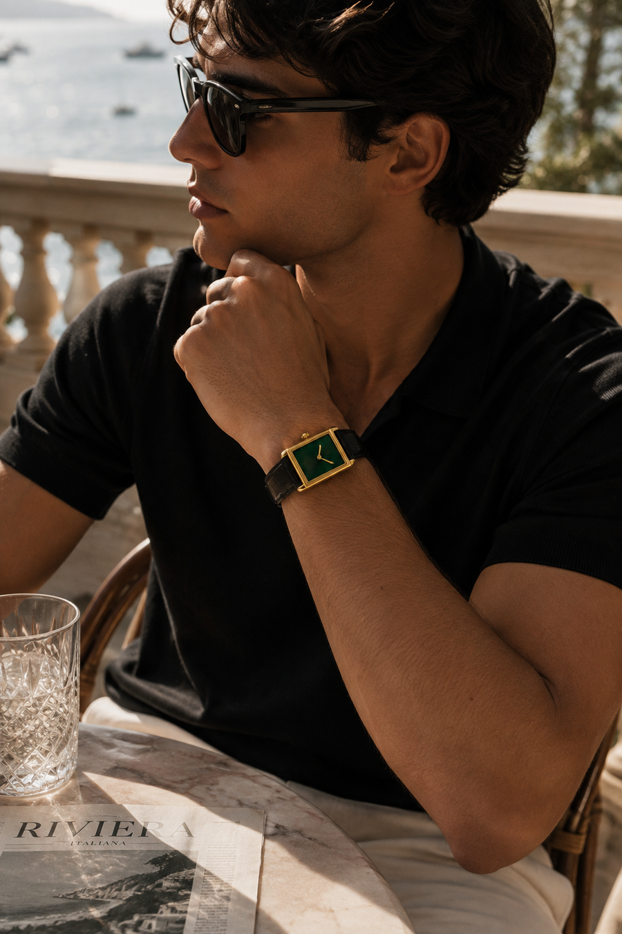 The Riviera Black/Gold/Green Watch