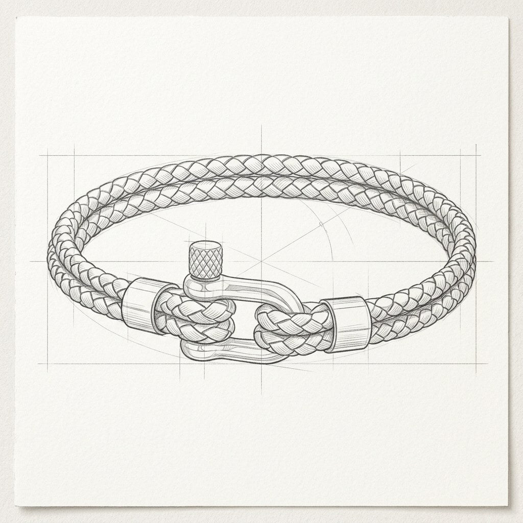 Technical drawing · The Anchor Petrolio/Silver Bracelet