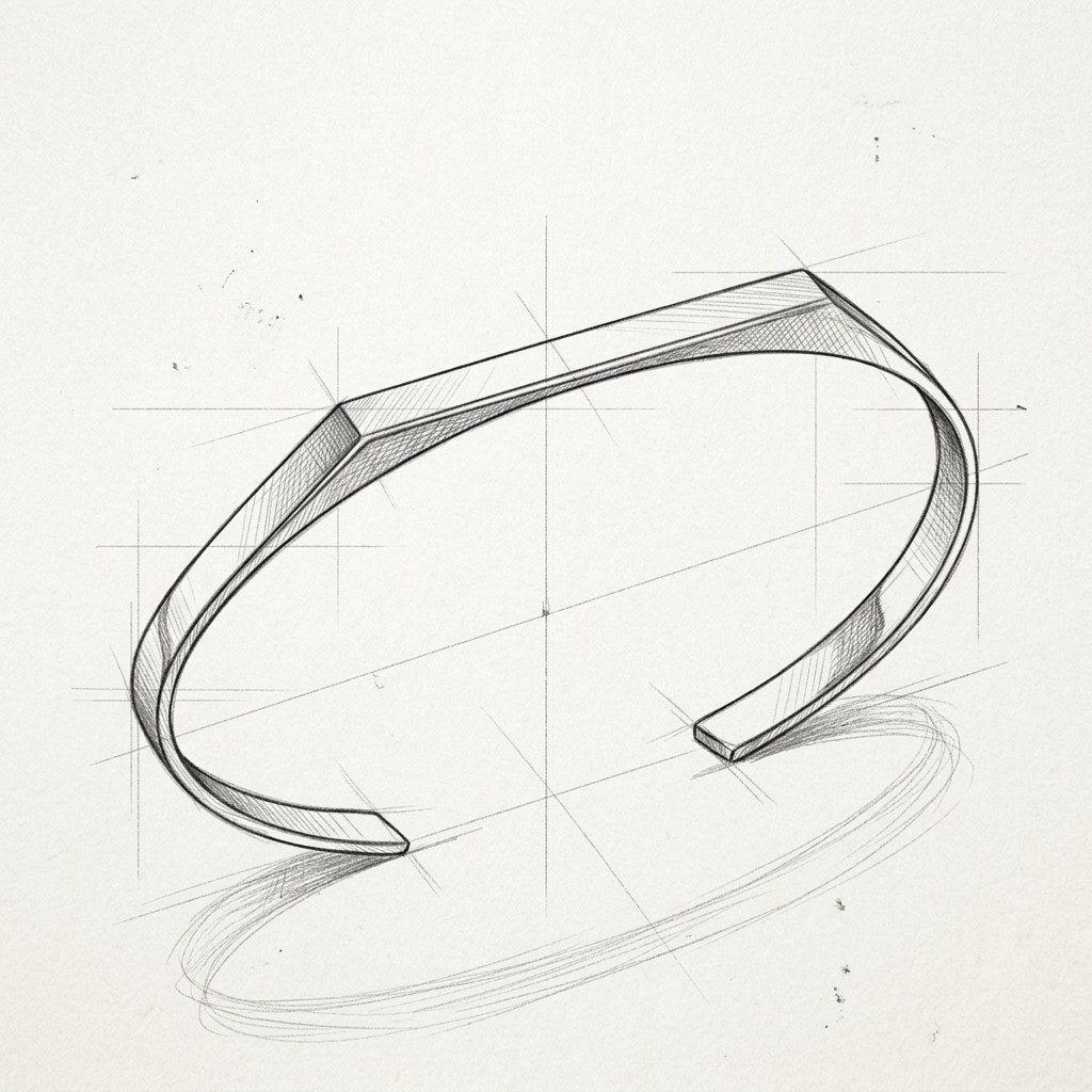 Dibujo técnico · The Aura Signet Silver Bracelet
