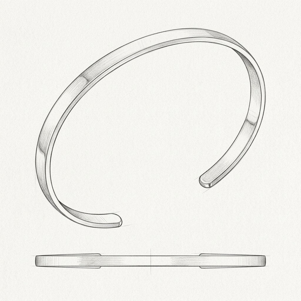 Disegno tecnico · The Capri Slim Flat Silver Bracelet