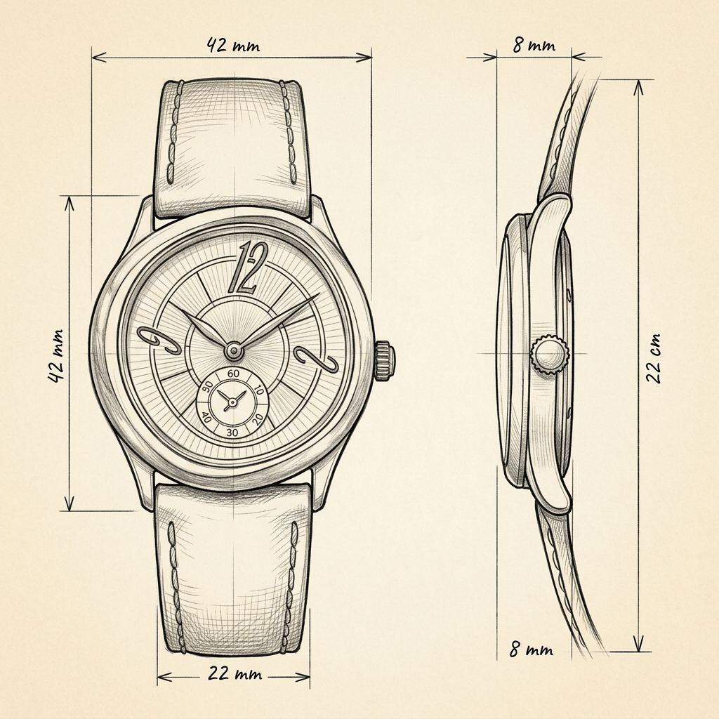 Dibujo técnico · The Heritage Brown/Rose Gold Watch