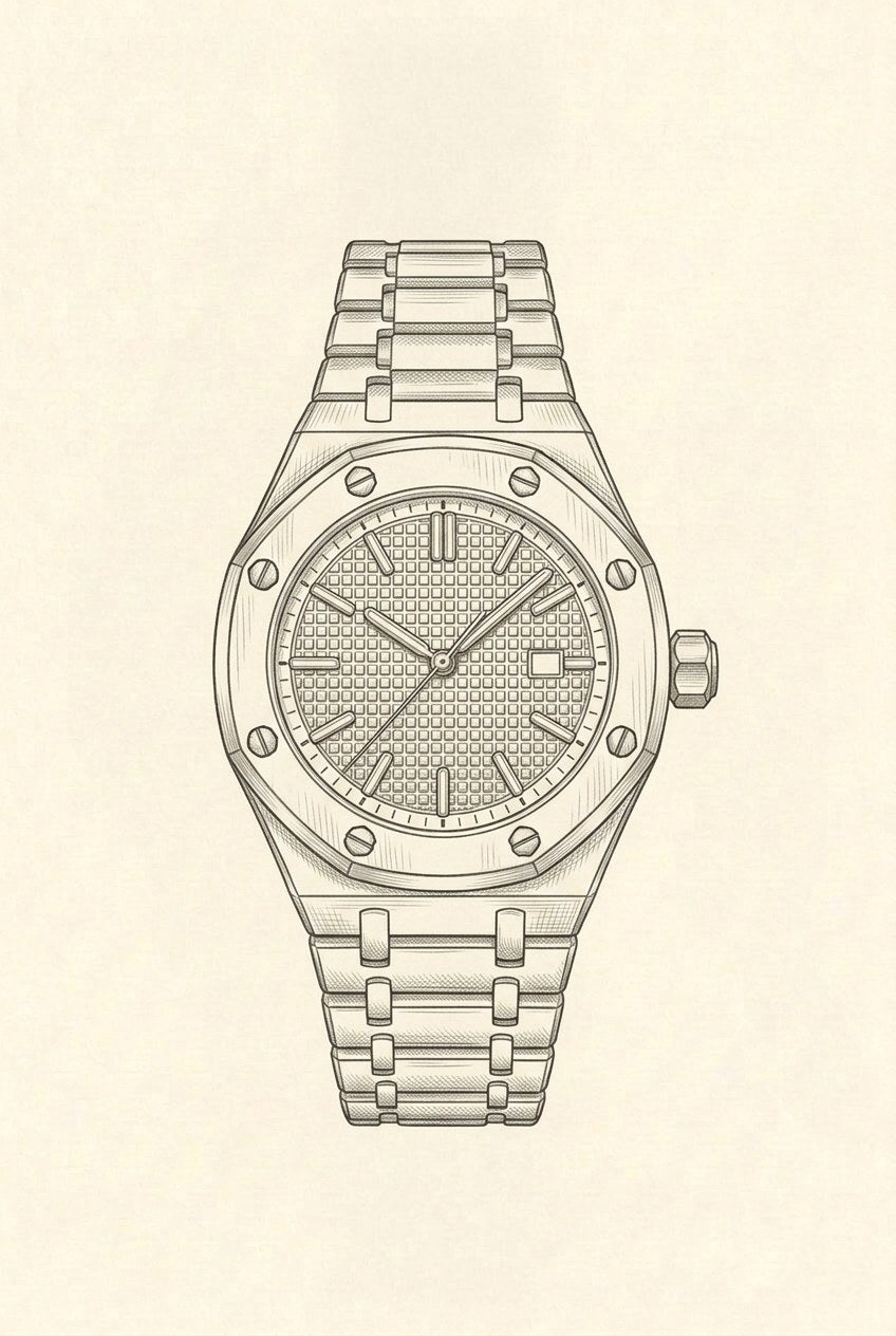 Technische Zeichnung · The Monaco Silver/Ice Watch