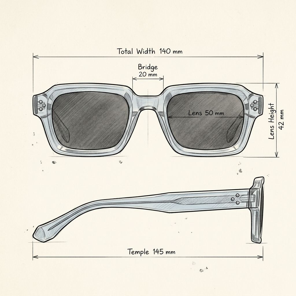Dibujo técnico · The Monopoli Trasparent Blue Sunglasses