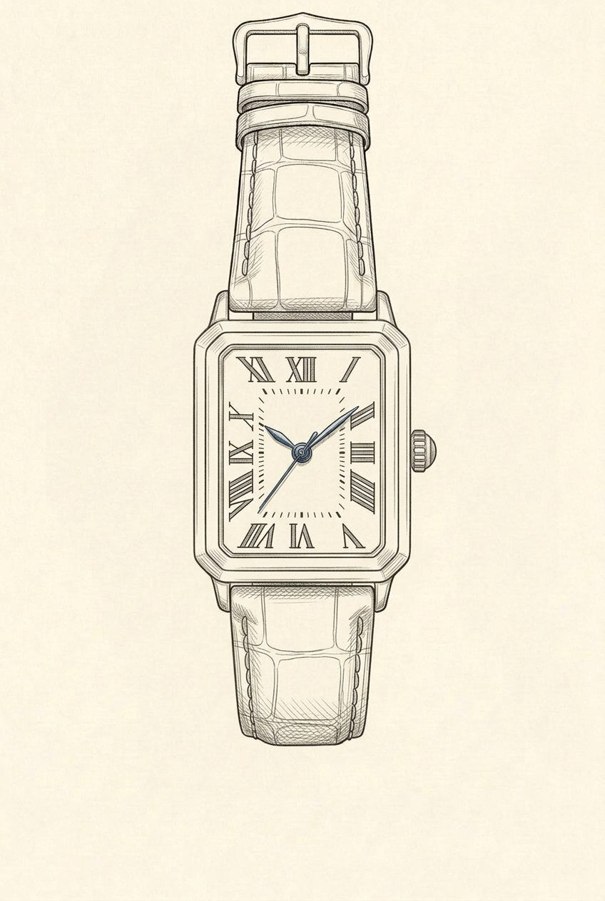 Disegno tecnico · The Positano Black/Rose Gold Watch