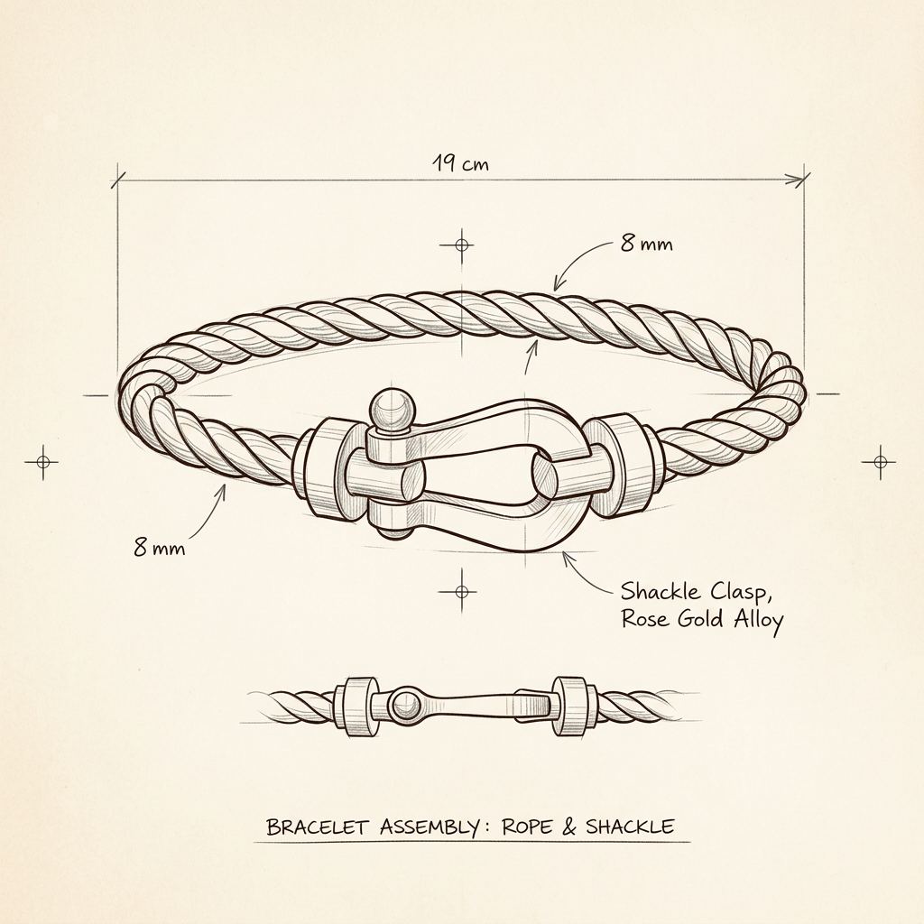 Dibujo técnico · The Riviera Navy Rose Gold Bracelet